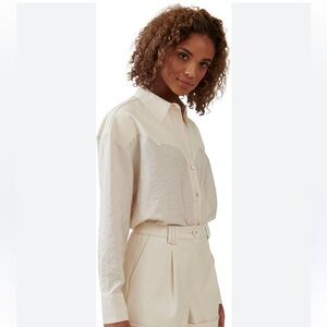 The bright side by Rocky Barnes western linen and leather shirt